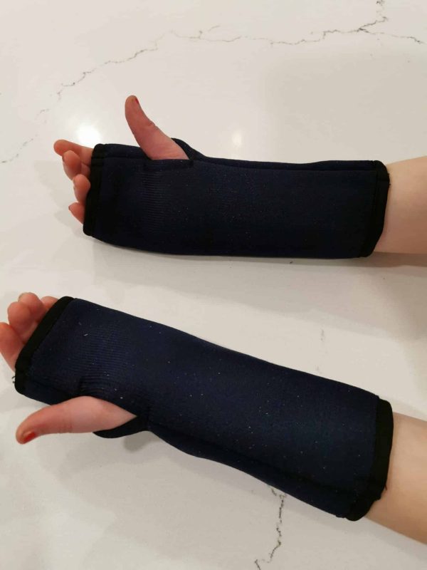Cut-Tuff® Core bite resistant arm guards with foam padding, sized for younger students
